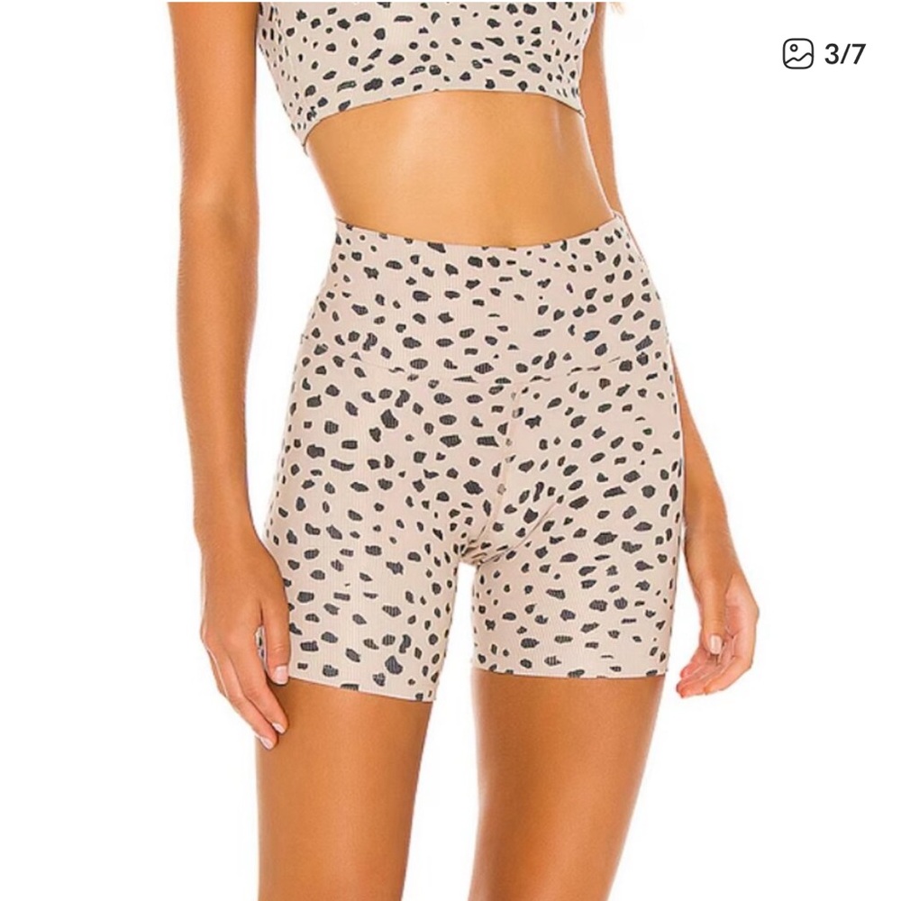 Beach Riot Cheetah Ribbed Bike Shorts and Bra